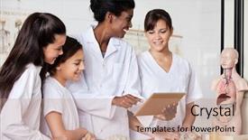  Presentation with using digital tablet - Slide set featuring science rocks - young female teacher using digital background and a coral colored foreground