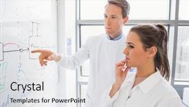  Presentation with science - Slides having science student and lecturer looking background and a  colored foreground