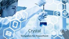  Presentation with cute science - Presentation theme featuring science student putting blue drop background and a light blue colored foreground