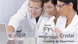  Presentation with medical laptop - Theme enhanced with health research - interracial team of male background and a light gray colored foreground