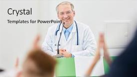  Presentation with apprenticeship - Presentation theme consisting of senior medicine instructor in presentation background and a white colored foreground