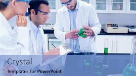  Presentation with working together - Slide deck with science-students-working-together and a  colored foreground