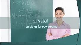  Presentation with blackboard - Colorful presentation design enhanced with science teachers - young female teacher beside blackboard backdrop and a ocean colored foreground