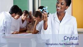  Presentation with science - Audience pleasing theme consisting of science teachers - young female teacher looking backdrop and a  colored foreground