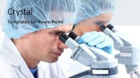  Presentation with laboratory animal science - Beautiful theme featuring science team working with microscopes backdrop and a  colored foreground