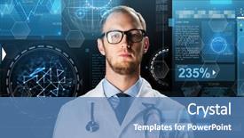  Presentation with virtual technology - Slide set consisting of science technology people and medicine background and a teal colored foreground