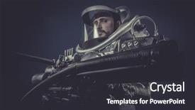  Presentation with armor - PPT theme having business woman discusses computer data background and a gray colored foreground