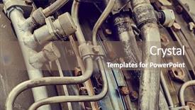  Presentation with airplane engine - Presentation theme having science transportation system - detail of the engine background and a coral colored foreground