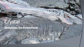  Presentation with volcanoes - Presentation theme with science volcanic - hot flowing lava in hawaii background and a  colored foreground