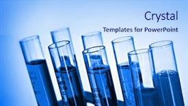  Presentation with test tubes - PPT theme with science water - medical test tubes on blue background and a  colored foreground