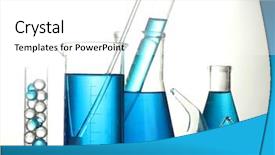  Presentation with tubes - Audience pleasing presentation theme consisting of science water - test-tubes with blue liquid isolated backdrop and a  colored foreground