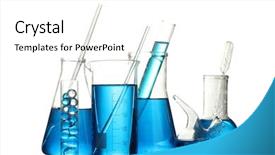  Presentation with water science - PPT theme with science water - test-tubes with blue liquid isolated background and a white colored foreground