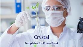  Presentation with animal testing scientist doing experiment - Slide deck consisting of science water sampling - female scientist researcher conducting background and a sky blue colored foreground