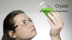  Presentation with water science - Slides featuring science water sampling - laboratory technician is looking background and a  colored foreground