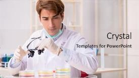  Presentation with chemist - Colorful PPT theme enhanced with science water sampling microbiological analysi - young chemist working backdrop and a soft green colored foreground
