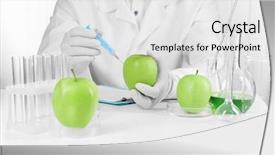  Presentation with scientist - Amazing theme having science white - scientist examines apples in laboratory backdrop and a white colored foreground