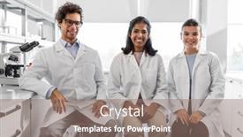  Presentation with science - Slide deck consisting of science-work-and-people-concept background and a coral colored foreground