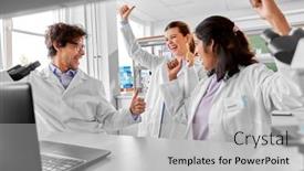  Presentation with science - Presentation design featuring science-work-and-people-concept background and a light gray colored foreground