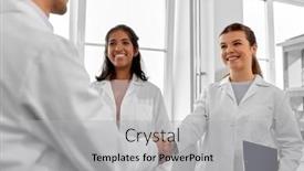  Presentation with shaking hands - PPT theme featuring science-work-and-people-concept background and a light gray colored foreground