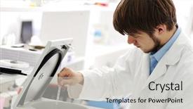  Presentation with research - PPT layouts having pharmacologie - young science workers research background and a light gray colored foreground