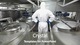  Presentation with biotechnology laboratory - Colorful PPT layouts enhanced with food industry - back view of biotechnology specialist backdrop and a gray colored foreground