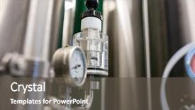  Presentation with machinery - Amazing PPT theme having fermentation technology manufacturing food - close-up of machinery part backdrop and a dark gray colored foreground