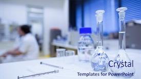  Presentation with lab glassware - Slides having casual man talking on the phone and holding tablet pc background and a dark gray colored foreground