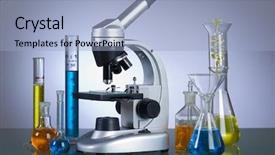  Presentation with instrument - Cool new PPT theme with scientific background - laboratory instrument backdrop and a light blue colored foreground