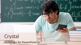  Presentation with student - PPT layouts enhanced with scientific calculator - young male student mathematician background and a lemonade colored foreground