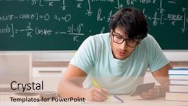  Presentation with young college student diagnosis of chlamydia - Beautiful PPT theme featuring scientific calculator - young male student mathematician backdrop and a  colored foreground