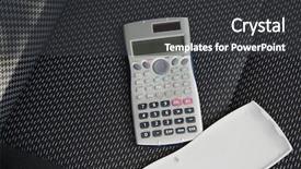  Presentation with scientific - Theme with scientific calculator on dark fabric background and a dark gray colored foreground