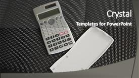 Presentation with scientific - Colorful PPT theme enhanced with scientific calculator on dark fabric backdrop and a dark gray colored foreground