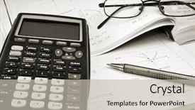  Presentation with exercise - Slide set with scientific calculator with exercise books background and a soft green colored foreground