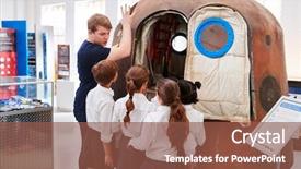  Presentation with kids space - Theme enhanced with scientific communication - kids and teacher look background and a tawny brown colored foreground