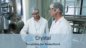  Presentation with tank storage - Beautiful presentation theme featuring scientific communication - scientists discussing while standing backdrop and a light blue colored foreground