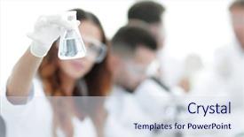  Presentation with laboratory - Colorful theme enhanced with scientific creativity - group of creative scientists working backdrop and a sky blue colored foreground