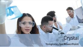  Presentation with laboratory - PPT layouts featuring scientific creativity - group of creative scientists working background and a light blue colored foreground