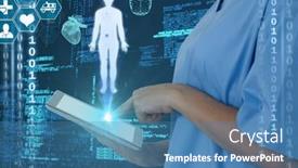  Presentation with human body - Presentation theme consisting of scientific-data-processing-with-human background and a teal colored foreground