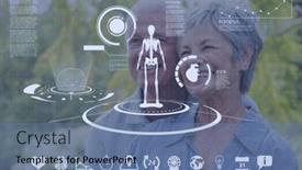  Presentation with data science - Audience pleasing presentation design consisting of scientific-data-processing-with-human backdrop and a teal colored foreground