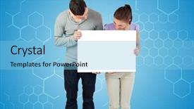  Presentation with white pigeon against the blue - Amazing presentation theme having scientific poster - attractive young couple showing card backdrop and a light blue colored foreground