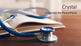  Presentation with bottles - Colorful PPT layouts enhanced with book bottles of pills and stethoscope on wooden table closeup backdrop and a lemonade colored foreground