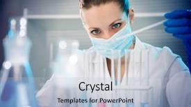  Presentation with female powerlifting - Slide set consisting of health research - attractive young female scientist working background and a light blue colored foreground