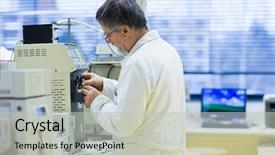  Presentation with scientific research - Colorful slides enhanced with scientific research in a lab backdrop and a light gray colored foreground