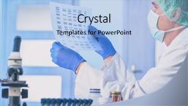  Presentation with dna sequence - Slide set consisting of scientist analizing dna sequence background and a light blue colored foreground