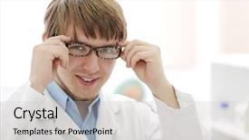  Presentation with cooperative university - Presentation having scientist at lab by university background and a  colored foreground