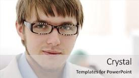  Presentation with university - Colorful slides enhanced with scientist at lab by university backdrop and a light gray colored foreground