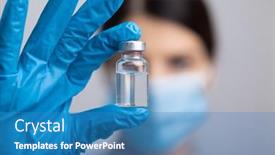  Presentation with influenza - Amazing PPT theme having scientist-doctor-in-protective-gloves backdrop and a teal colored foreground