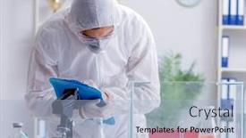  Presentation with lab animal - PPT theme consisting of scientist-doing-animal-experiment background and a light blue colored foreground