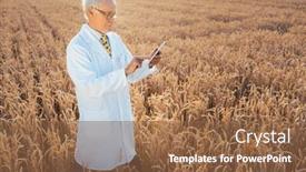  Presentation with test - Cool new slide set with scientist-doing-field-test backdrop and a tawny brown colored foreground