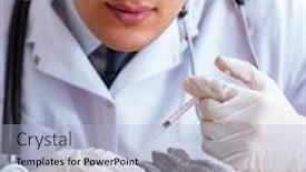  Presentation with animals - Theme having scientist doing testing on animals rabbit background and a light blue colored foreground